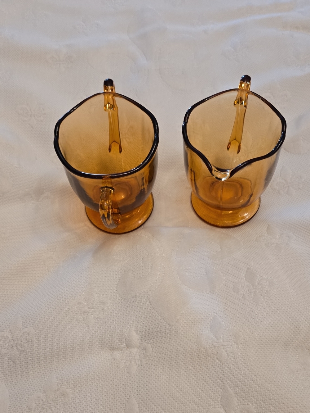 Amber Glass Creamer and Sugar Set - Amber Glass Serveware